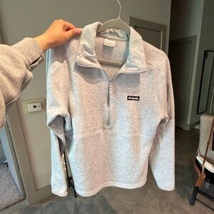 Womens Columbia Light Gray Half-Zip Fleece Pullover